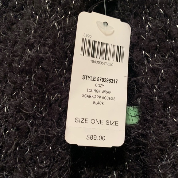 NEW Soma Cozy Lounge Knit Eyelash Wrap Pocket Scarf O/S Black Sparkle - Picture 6 of 6